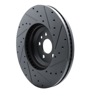 Jaguar E-Pace Brake Rotor (1) - Front Left - R1 Concepts - Drilled & Slotted - Black - `20-`25